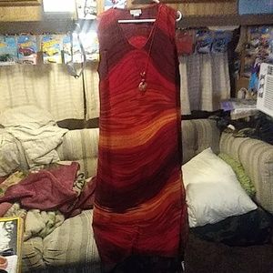 Kelly Stevens Sun Dress slip on color red orange size 3X
